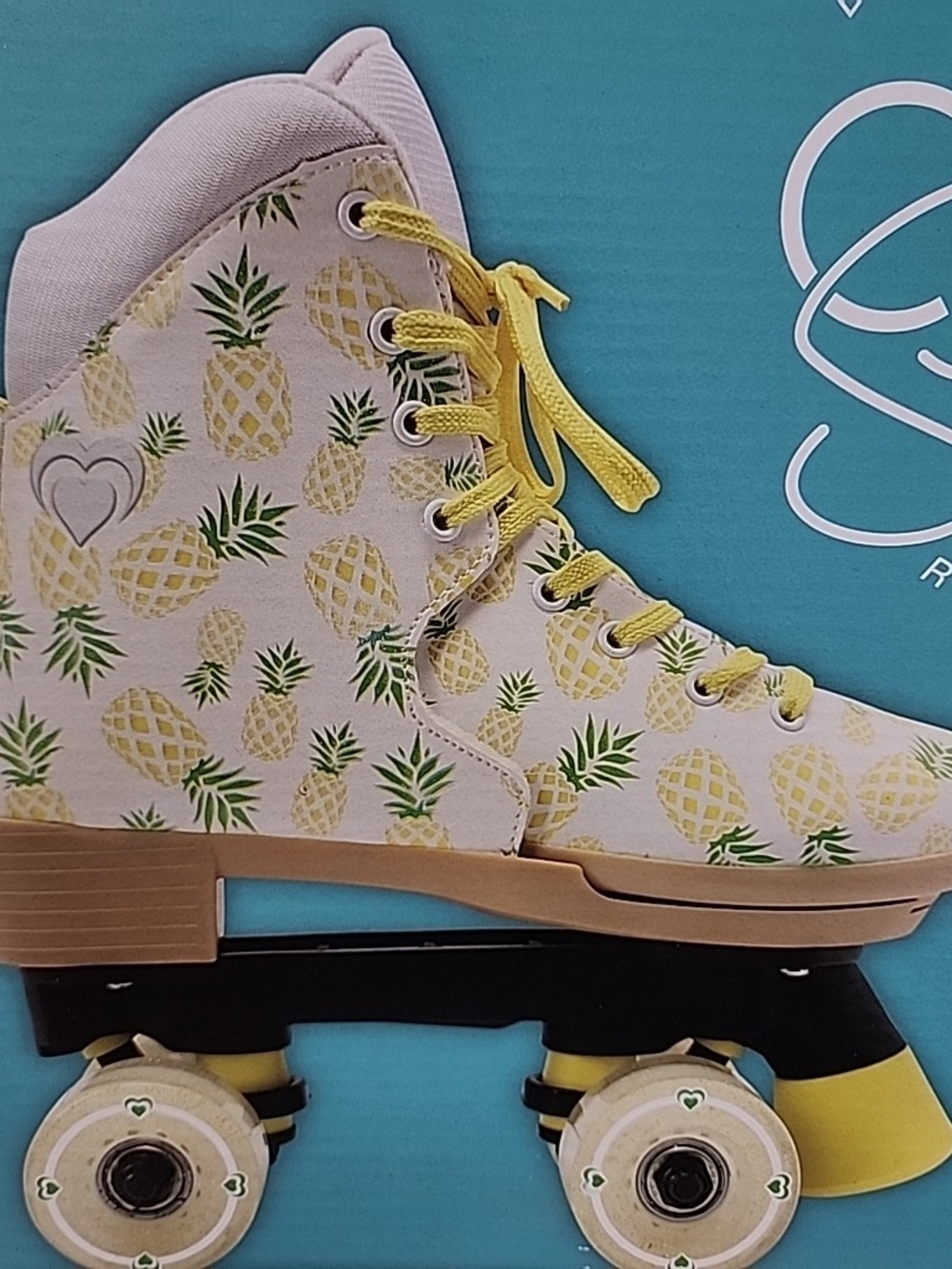 Circle Society Pineapple Print Kids Adjustable Roller Skate - Mint & Yellow 3-7 - Picture 2 of 7